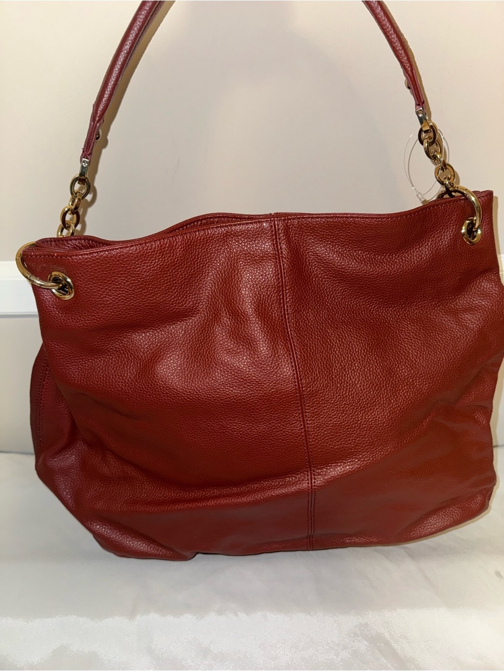 Cuore & Pelle Leather Shoulder Hobo Bag in Deep Red